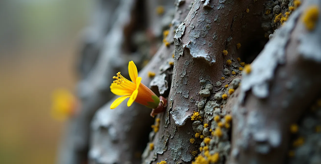 Zone de transition avec arbres nains et tortueux en montagne norvégienne