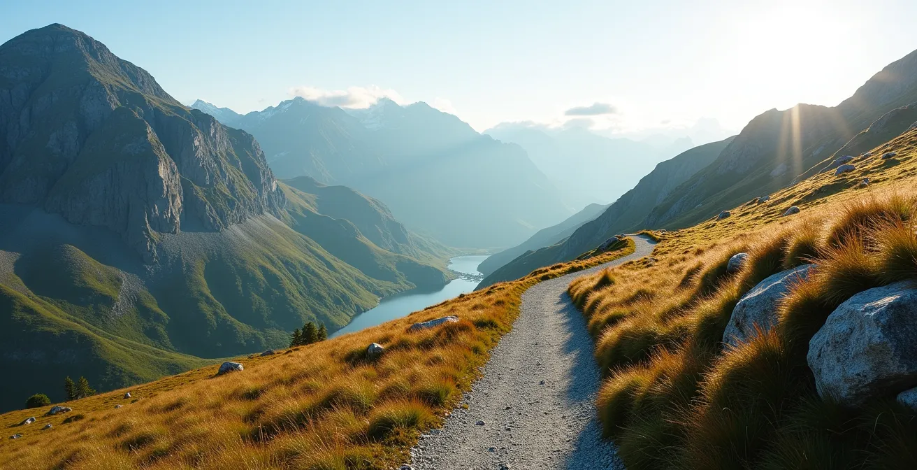 Paysage naturel norvégien immaculé avec sentier de montagne respectant l'environnement