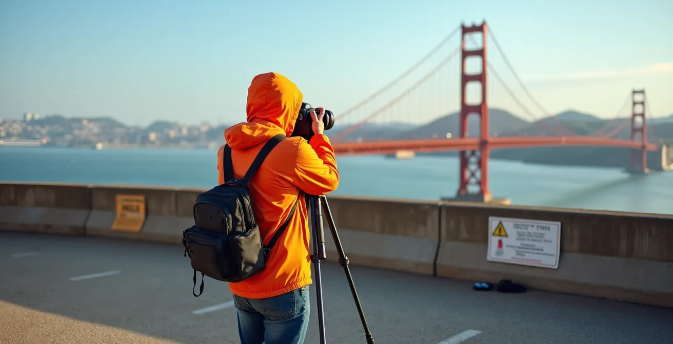 Aire de stationnement officielle avec vue sur le pont Storseisundet pour photographes