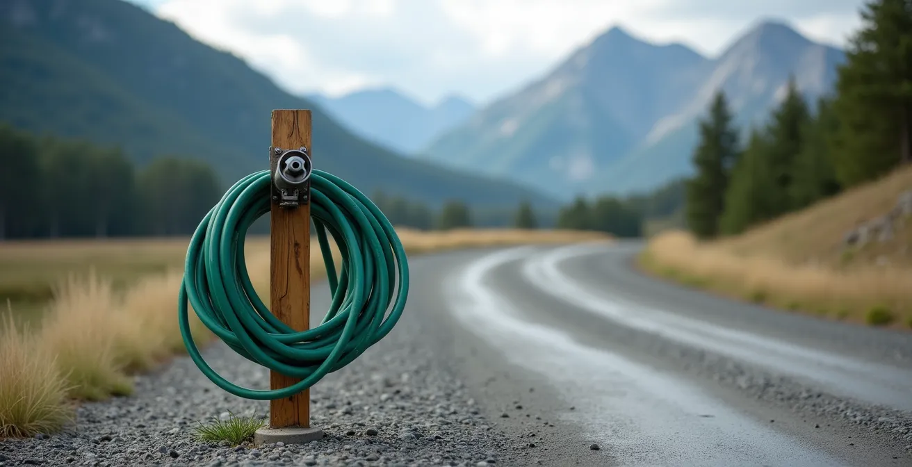 Station de vidange pour camping-car dans un paysage norvégien